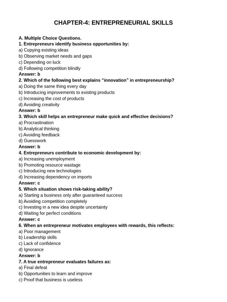 Entrepreneurial Skills and Competencies Guide | PDF | Entrepreneurship ...
