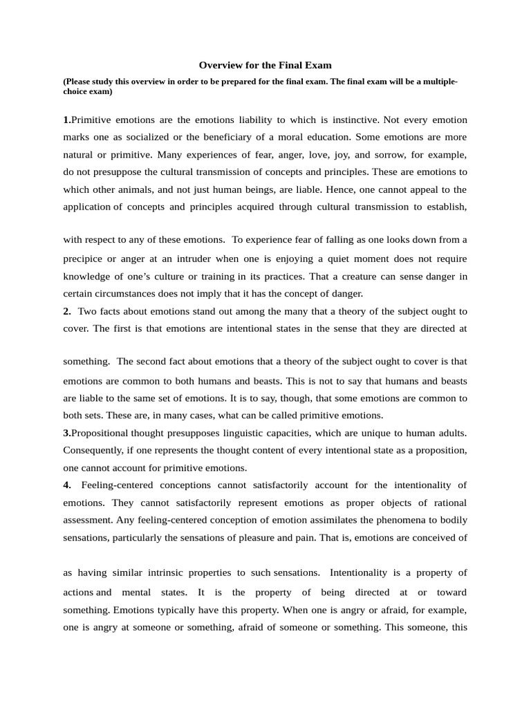 Final Exam Overview: Understanding Emotions | PDF | Emotions | Feeling