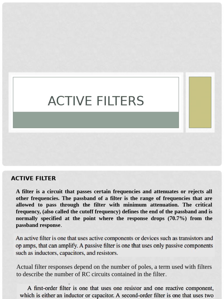 Active Filters1 2025 | PDF | Low Pass Filter | Electronic Filter