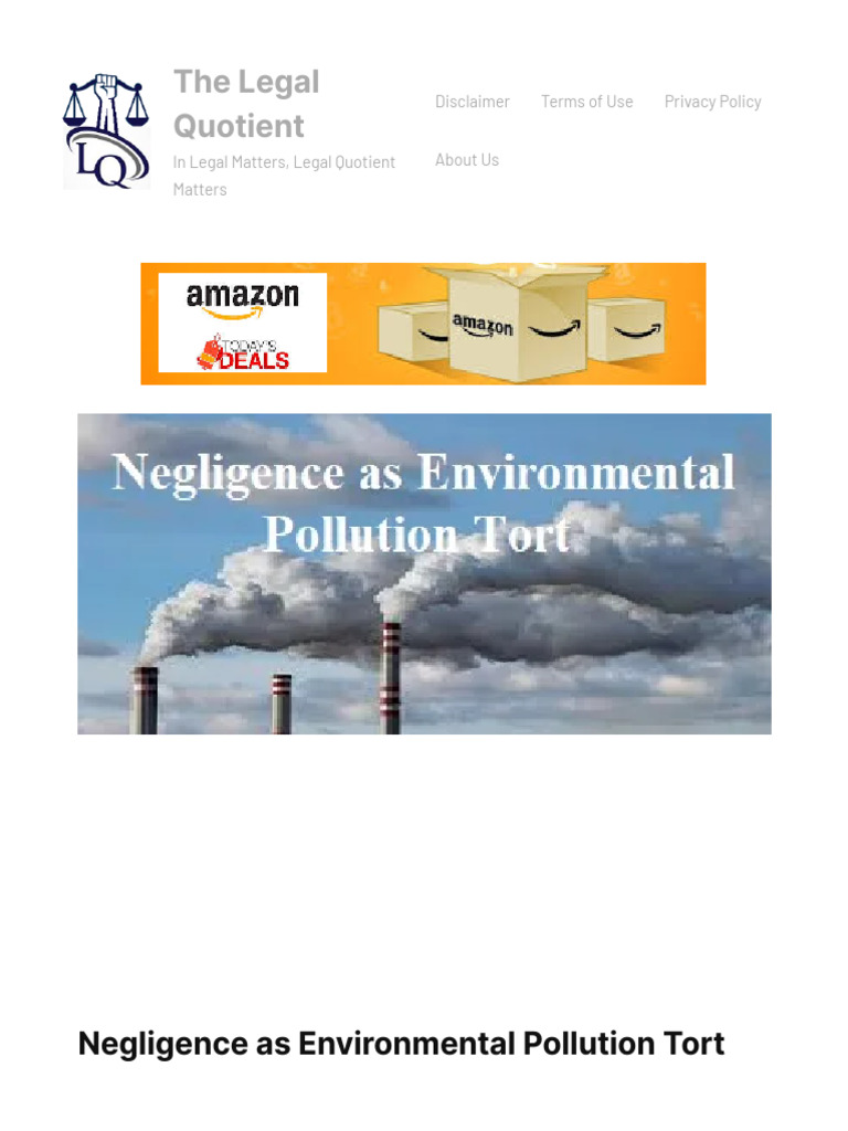 Negligence As Environmental Pollution Tort | PDF | Negligence | Tort