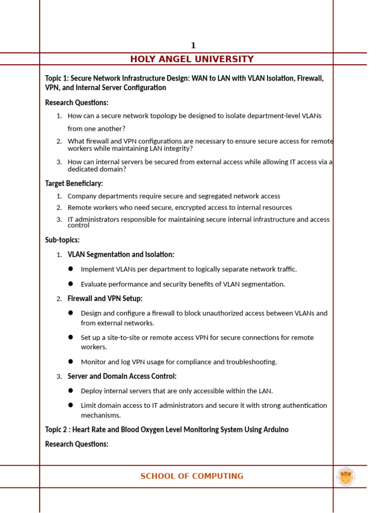 Topics of Interest | PDF | Computer Network | Virtual Private Network