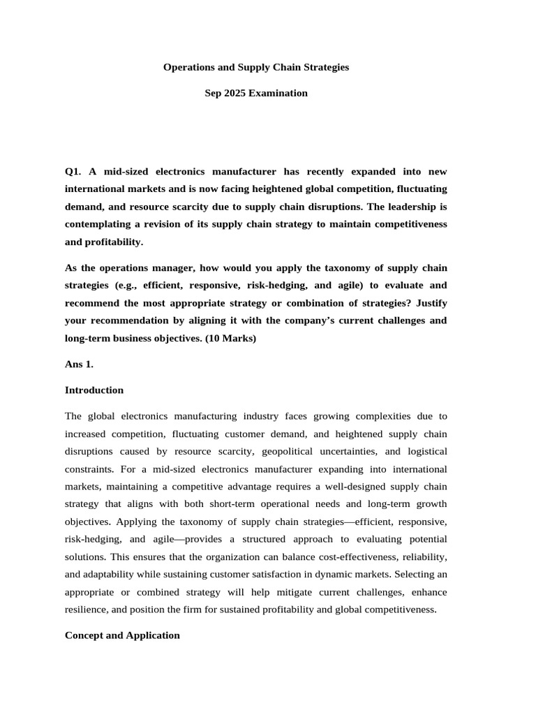 Operations and Supply Chain Strategies PDF | PDF | Outsourcing | Logistics