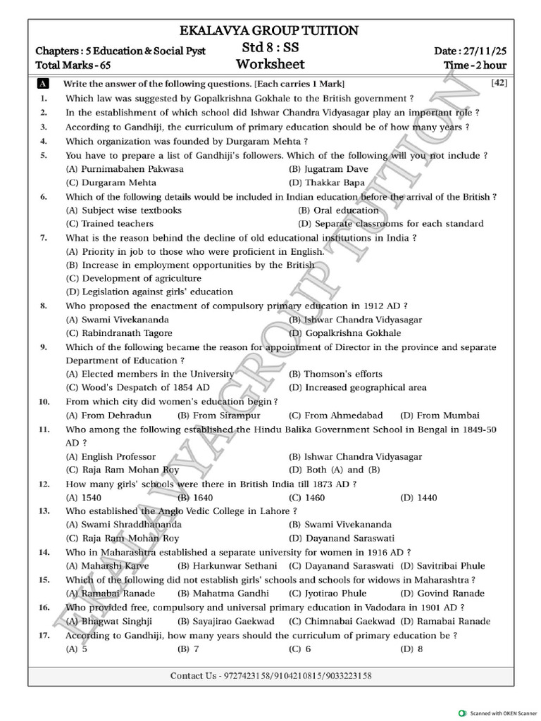 Worksheet D27 Nov 2025 | PDF