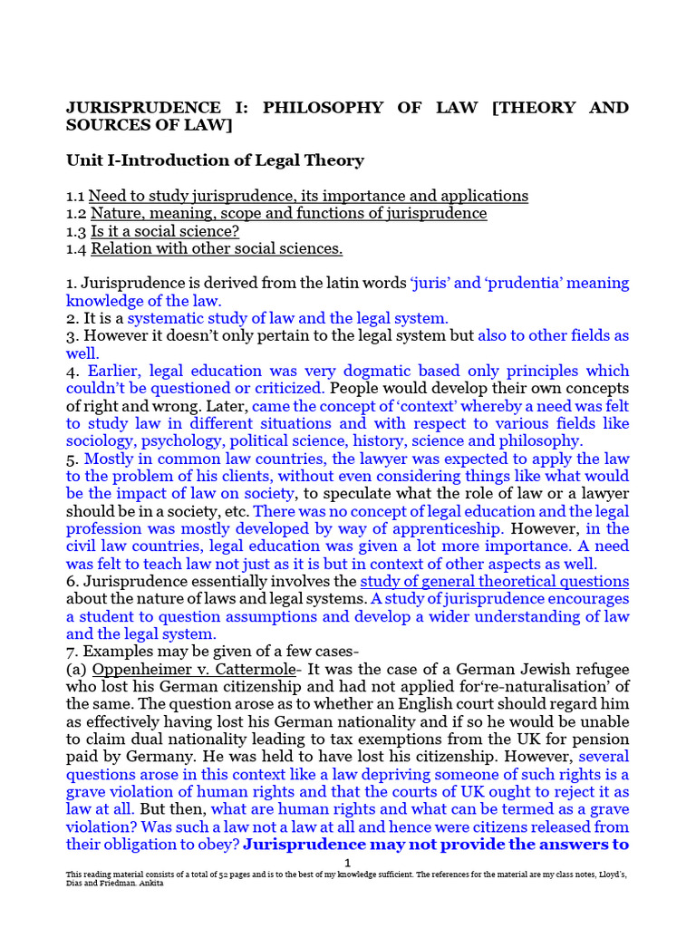 Jurisprudence: Philosophy of Law Overview | PDF | Jurisprudence ...