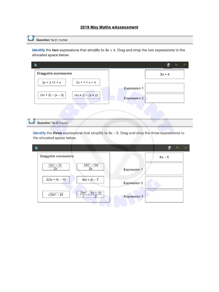 May 2019 Maths eAssessment Guide | PDF