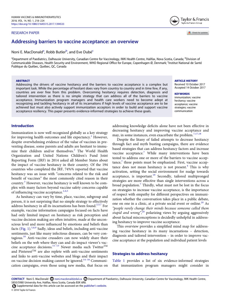 Strategies to Overcome Vaccine Hesitancy | PDF | Vaccines | Risk
