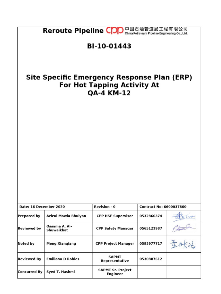 Emergency Response Plan for Ras Tanura | PDF | Emergency | First Aid