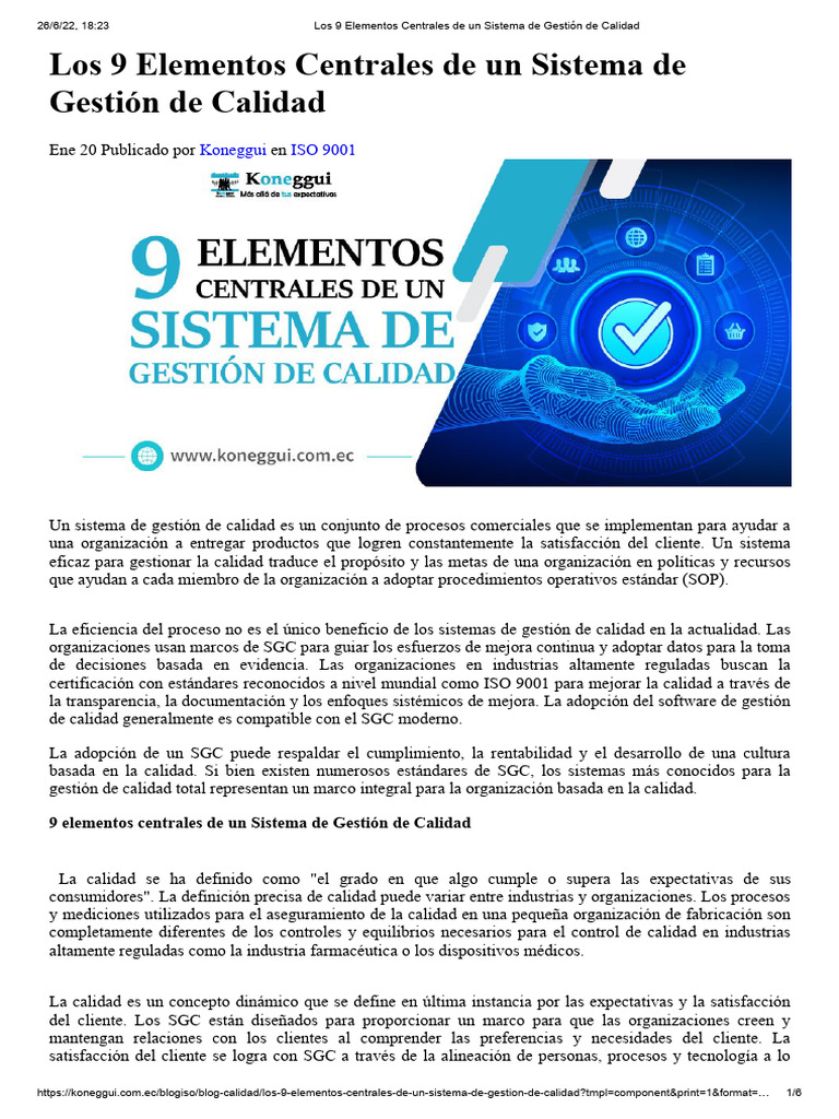 9 Elementos Clave del SGC ISO 9001 | PDF | Sistema de manejo de calidad ...