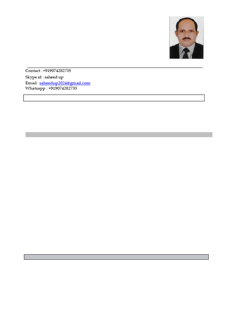 Saheed U P CV | PDF | Pump | Mechanical Engineering