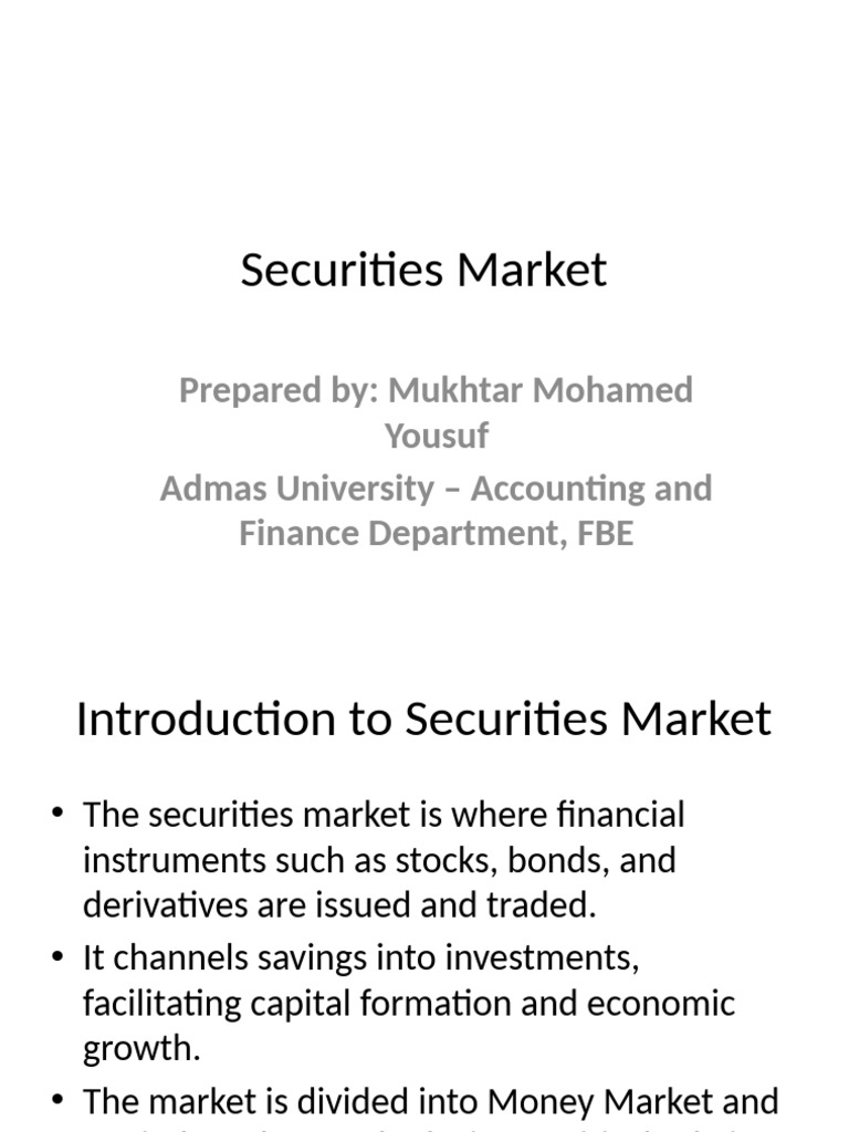 Securities Market | PDF | Bonds (Finance) | Derivative (Finance)