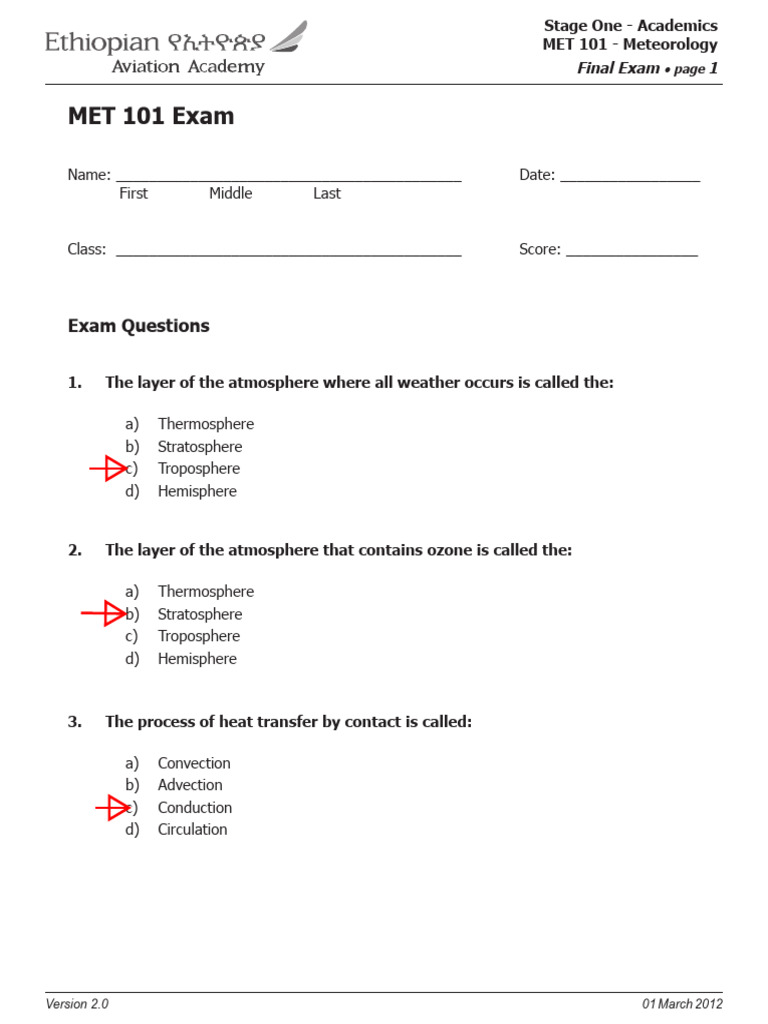Exam | PDF | Atmosphere Of Earth | Troposphere