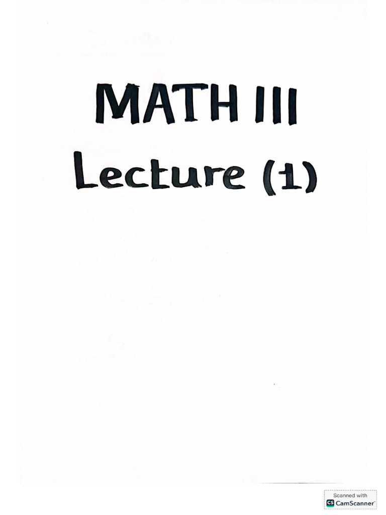 Lecture Note 1 Math III | PDF