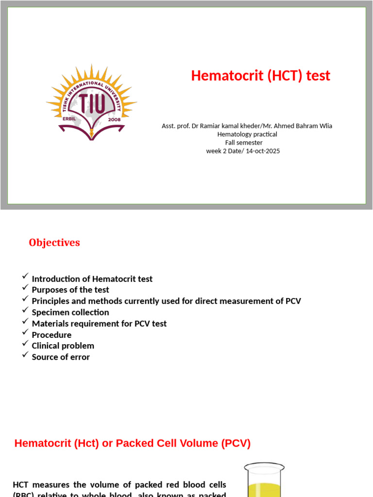 PCV HCT Test Lab 2 | PDF