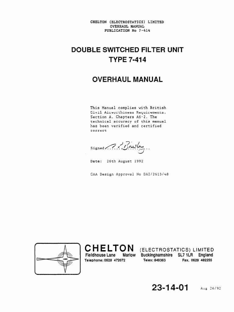 Chelton: Ixxjble Switched Filter Unit TYPE 7-414 | PDF | Electrical ...