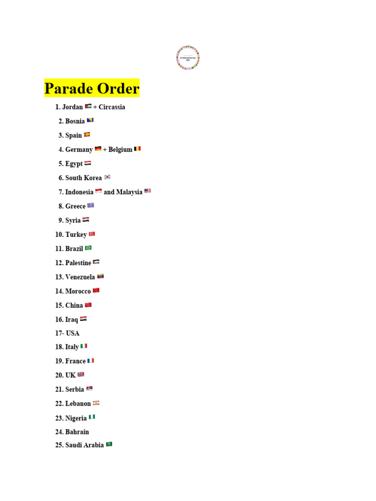 Parade Order and Dance Lineup | PDF