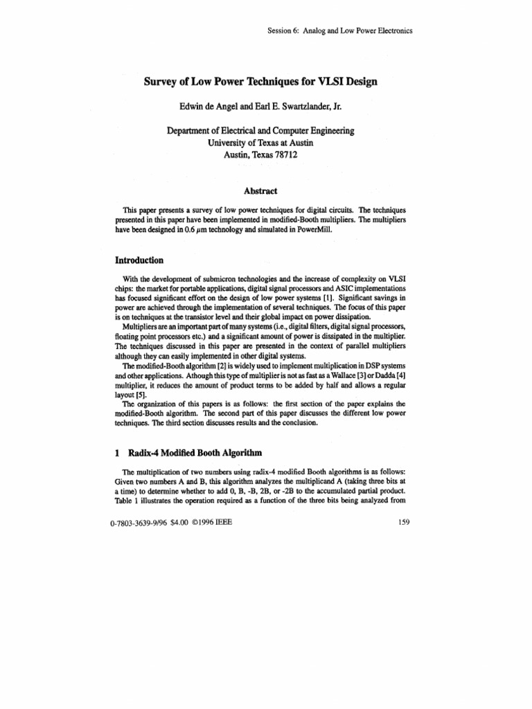 Survey of Low Power Techniques For VLSI Design | PDF | Cmos | Digital ...