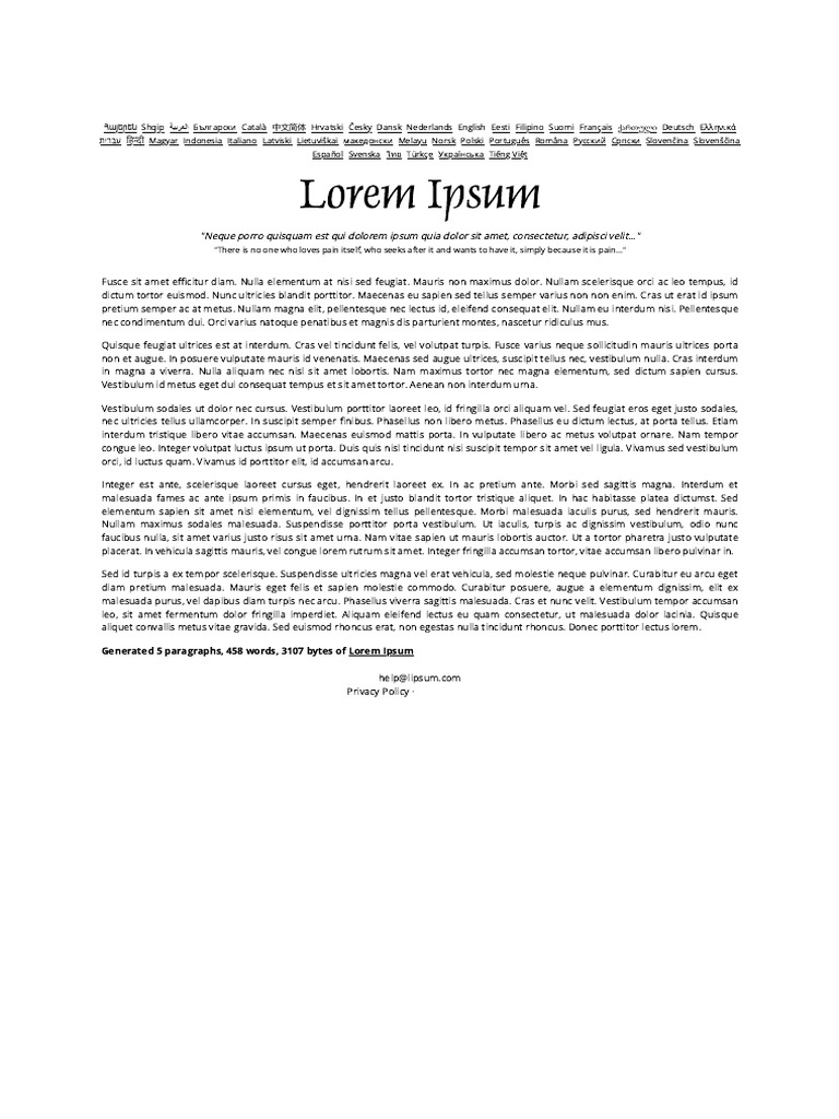 Generated 5 Paragraphs, 458 Words, 3107 Bytes of Lorem Ipsum | PDF