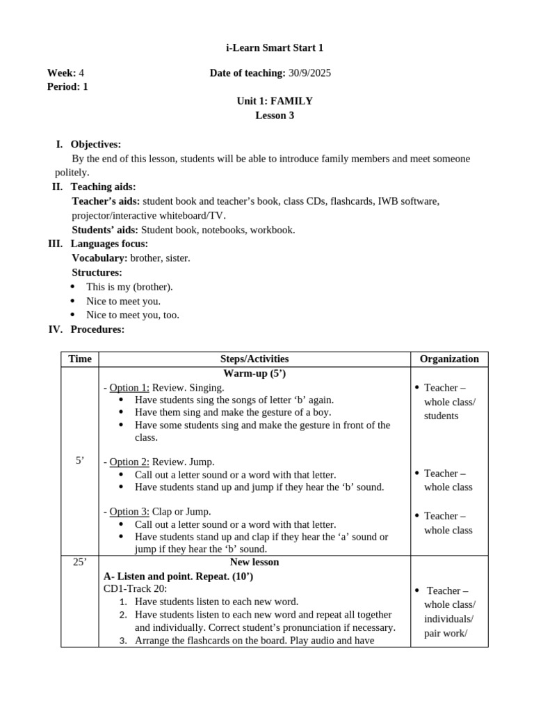 Lesson Plan ISS1 - Week 4 | PDF | Human Communication | Learning