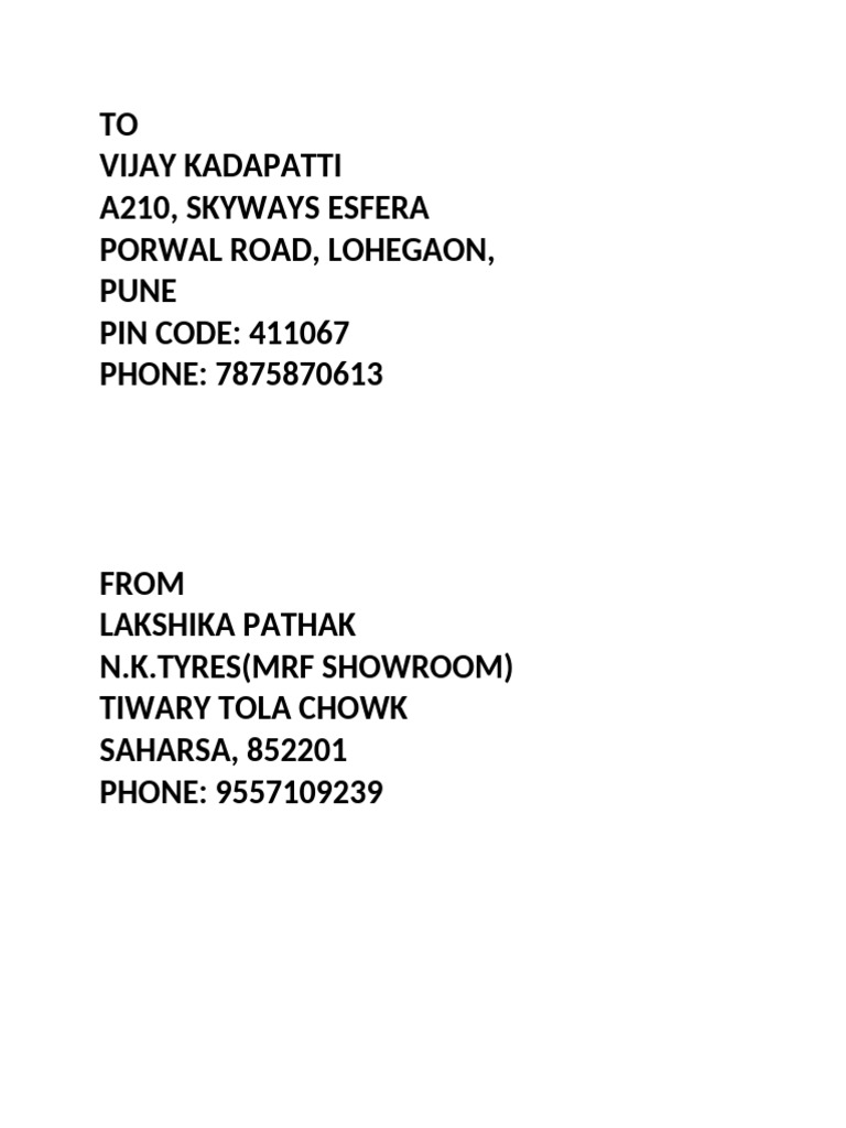 Address and Contact Details Exchange | PDF