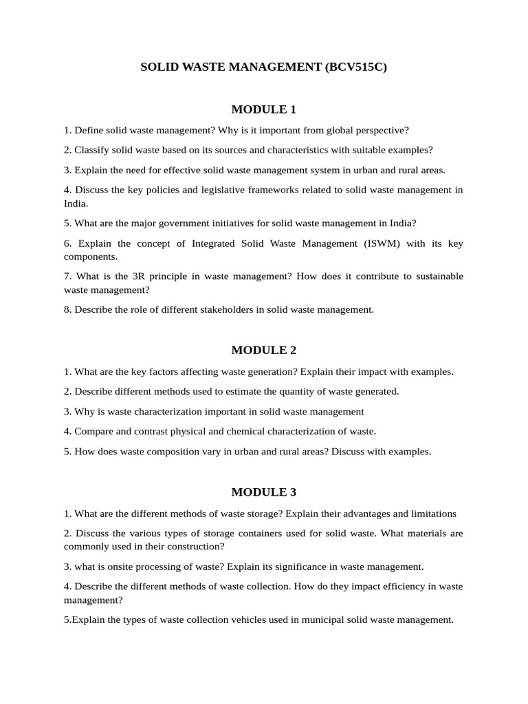 Comprehensive Guide to Solid Waste Management | PDF | Waste | Waste ...