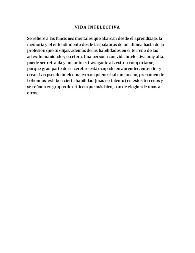 Vida Intelectiva | PDF | Artes del Lenguaje y Comunicación