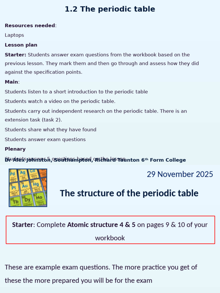 Understanding the Periodic Table | PDF | Periodic Table | Chemical Elements