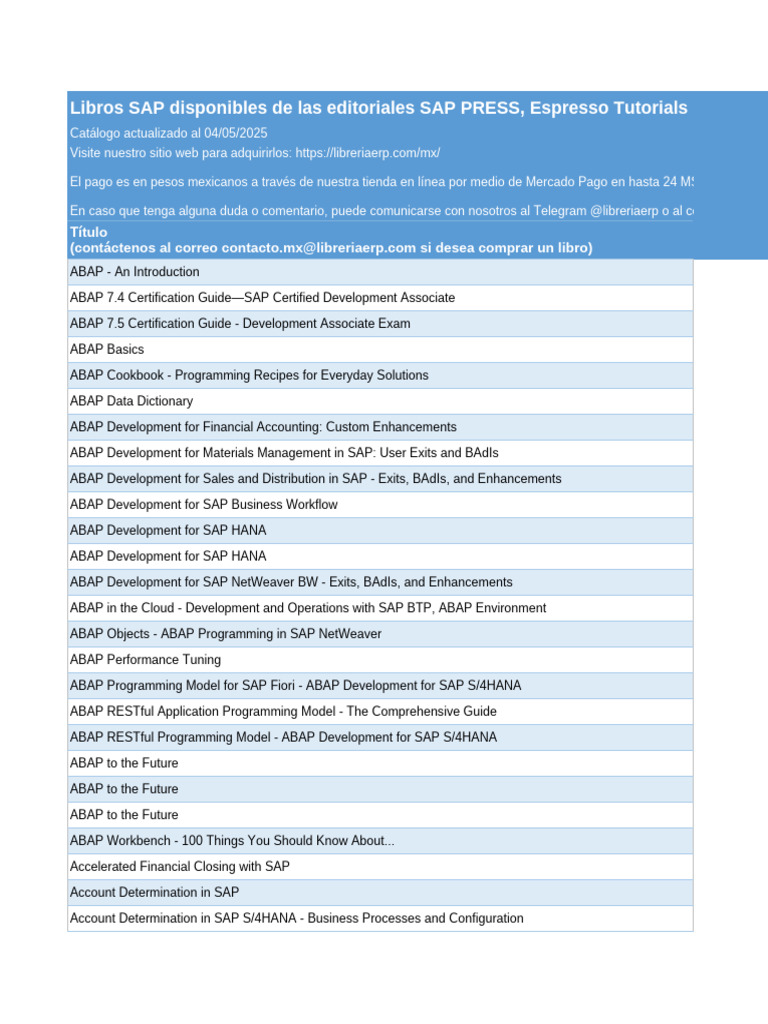 Catálogo de Libros SAP Actualizado | PDF | Cloud Computing | Analytics