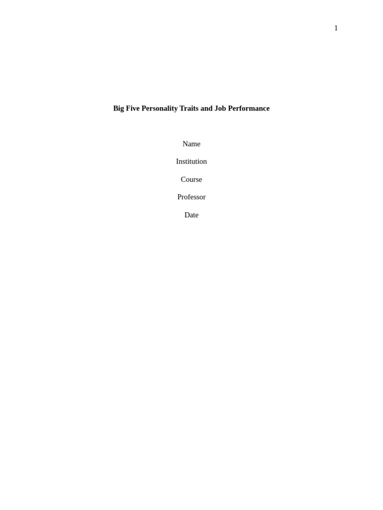 Big Five Traits Impact on Job Performance | PDF | Extraversion And ...