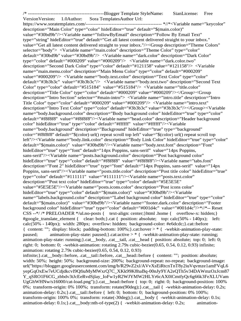 Sian Blogger Template Overview | PDF | Html Element | Typefaces