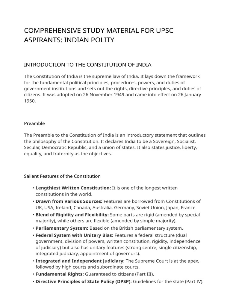 Indian Polity Study Guide for UPSC | PDF | Political Charters ...