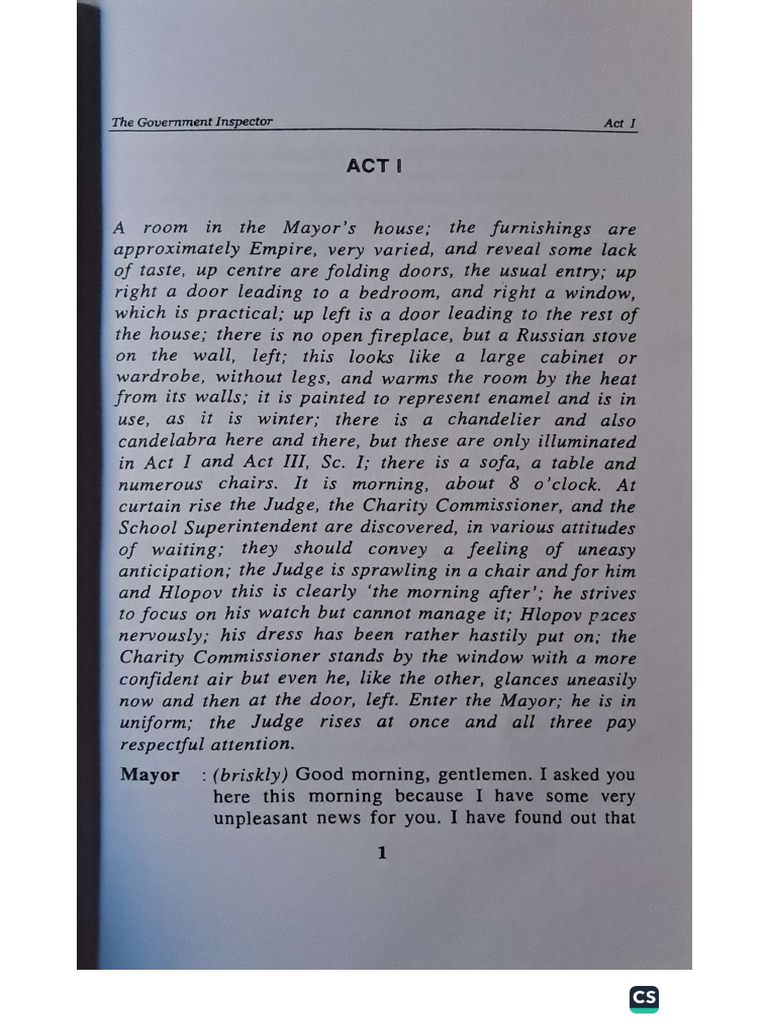 Act 1 Governmentinspector | PDF