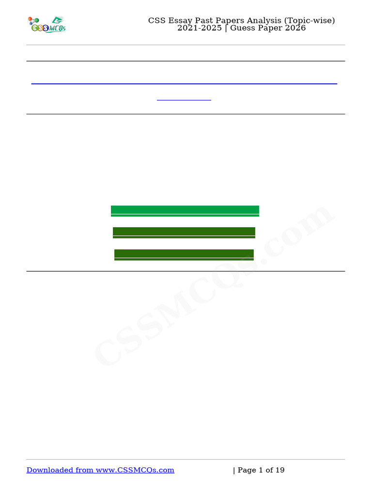 CSS Essay Past Papers Analysis 2021-2025 | PDF | Globalization | Essays