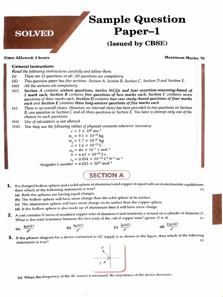 Sample Paper 1 | PDF