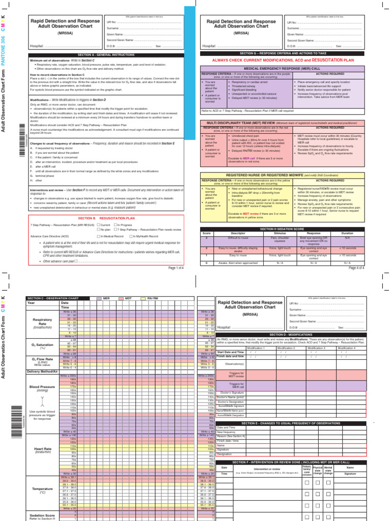 Adult Observation Chart MR59A | PDF | Medicine | Diseases And Disorders