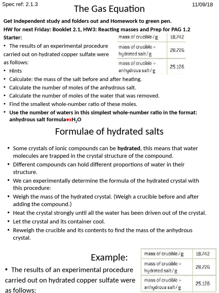 L7 01-10-21 Gas Equation and Determining Formulae | PDF | Gases | Salt ...