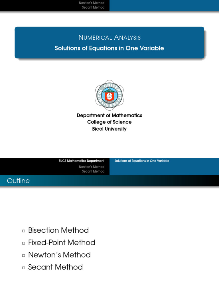 1S AY 25-26 Newton's Method and Secant Method | PDF | Mathematical ...