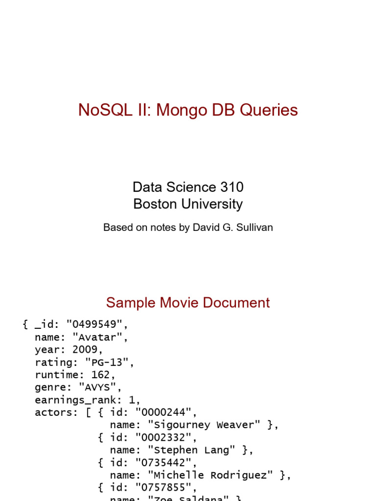 Lecture 22 NoSQL II - Mongo DB Queries | PDF | Replication (Computing ...