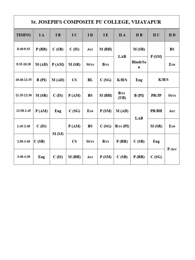 Timetable 26-11-2025 | PDF