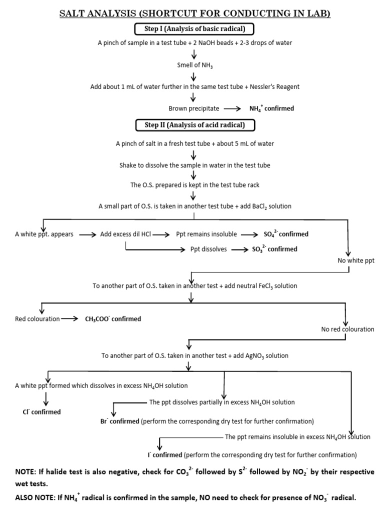 Salt Analysis Lab Procedure Guide | PDF | Atoms | Molecules