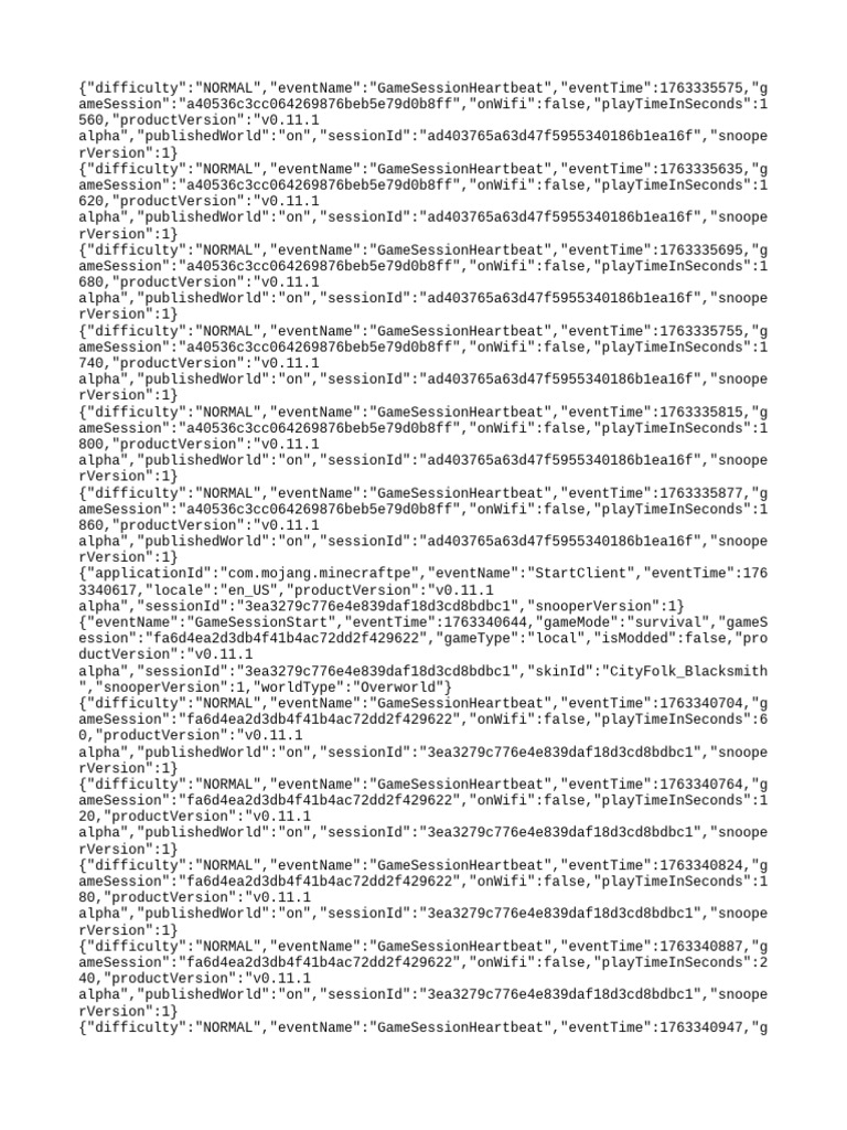 Game Session Heartbeat Data Logs | PDF