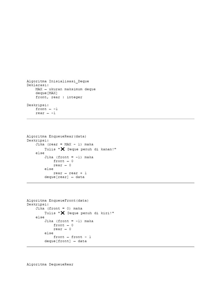 Algoritma Double Ended Queue dan Operasinya | PDF