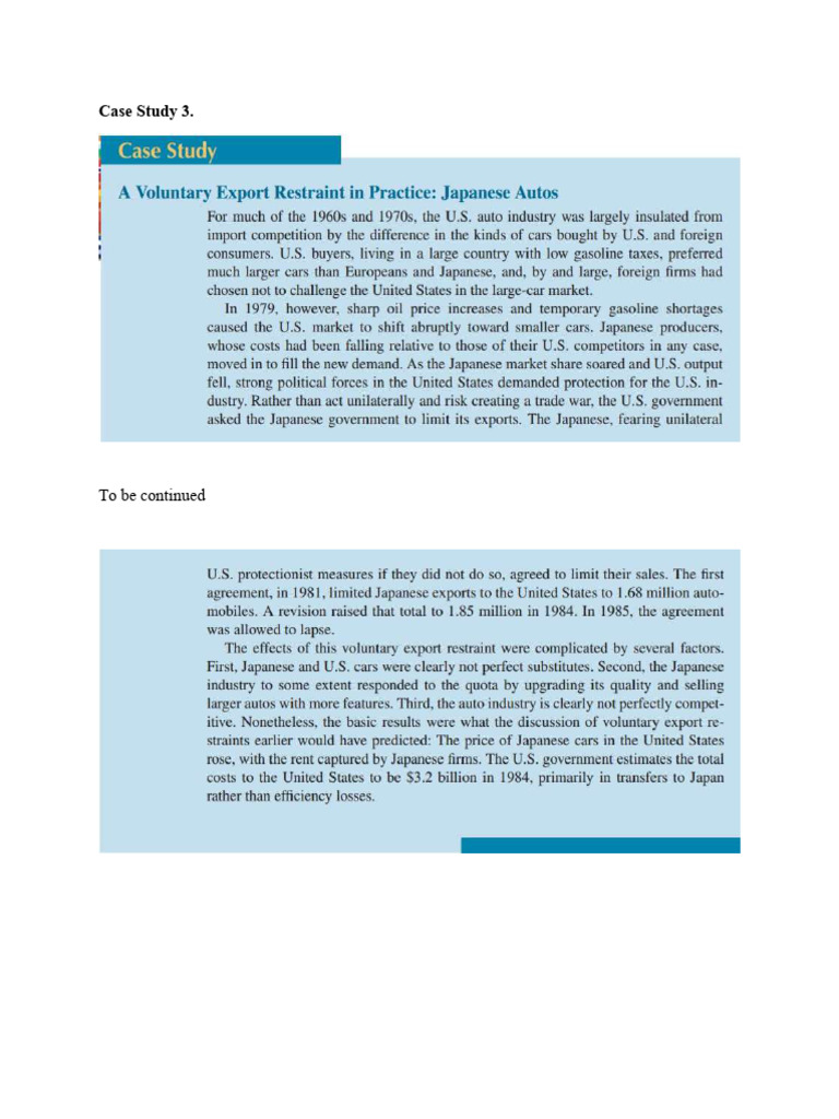 Case Study 4. A Voluntary Export Restraint in Practice | PDF