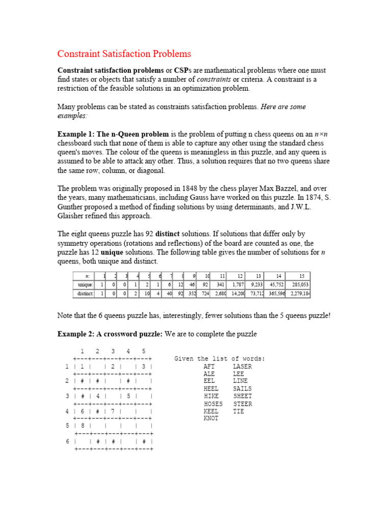 Understanding Constraint Satisfaction Problems | PDF | Mathematics ...