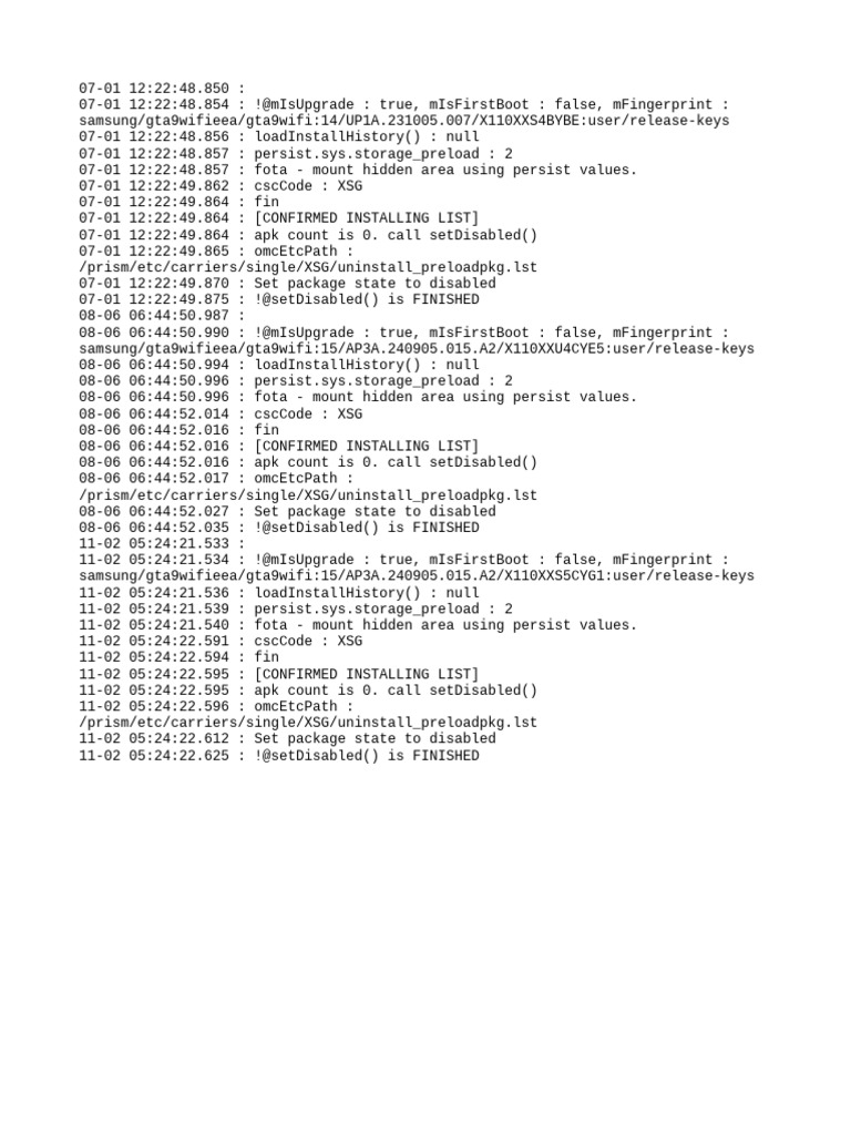 Samsung Upgrade Log Analysis | PDF