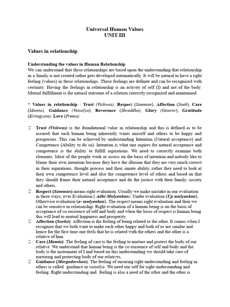 UHV (Unit - 3) Notes Final | PDF | Happiness | Love