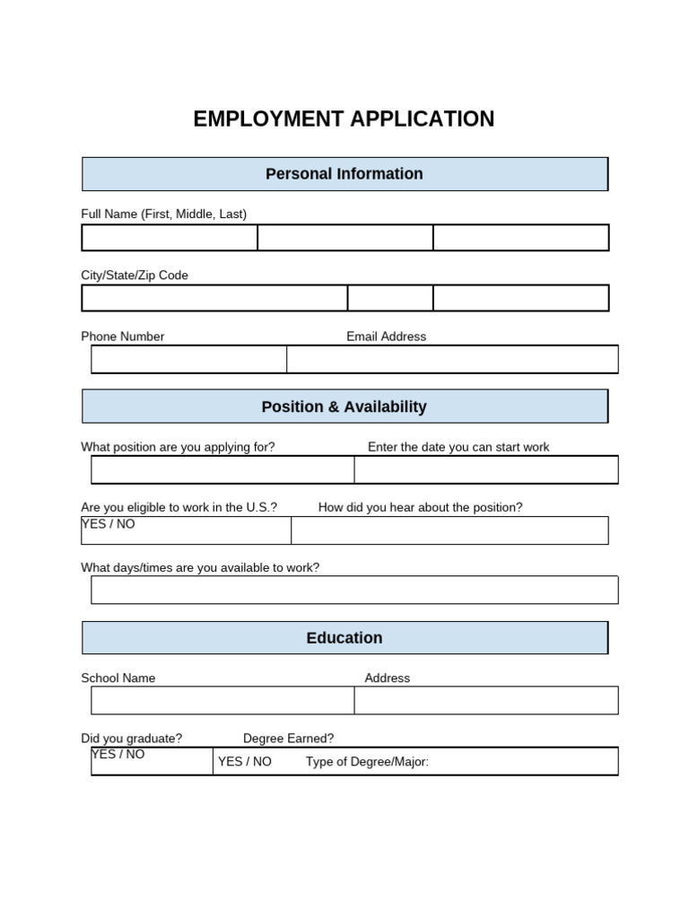 Employment Application Form Template | PDF | Employment | Justice