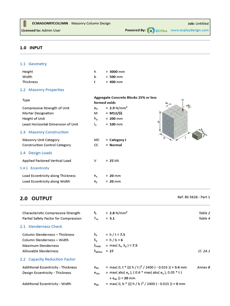 Masonry Column Design Specifications | PDF | Masonry | Building Materials