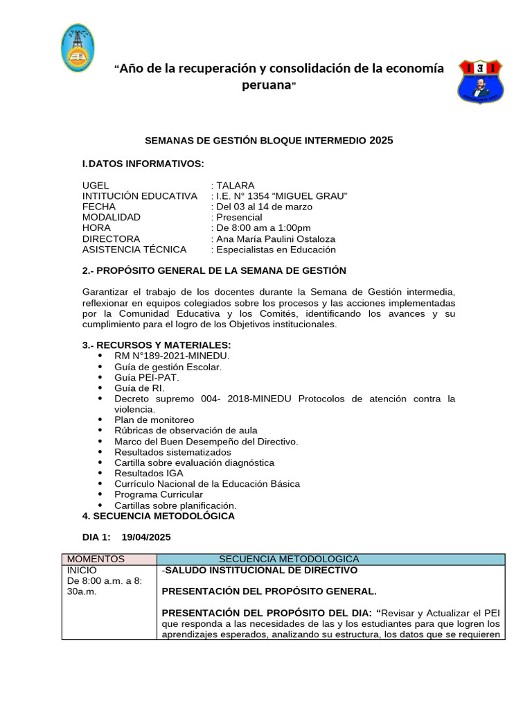 Pista Semana de Gestión Intermedio Dia 2 | PDF | Plan de estudios ...