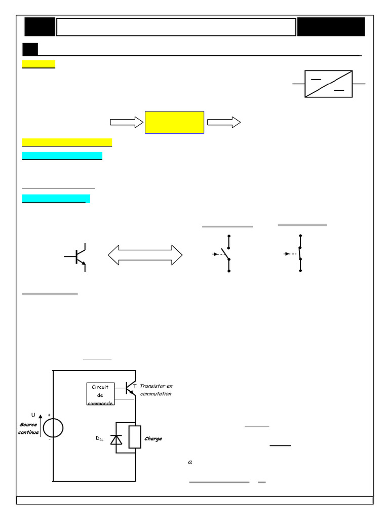 Fonctionnement et applications du hacheur | PDF | Transistor | Tension ...
