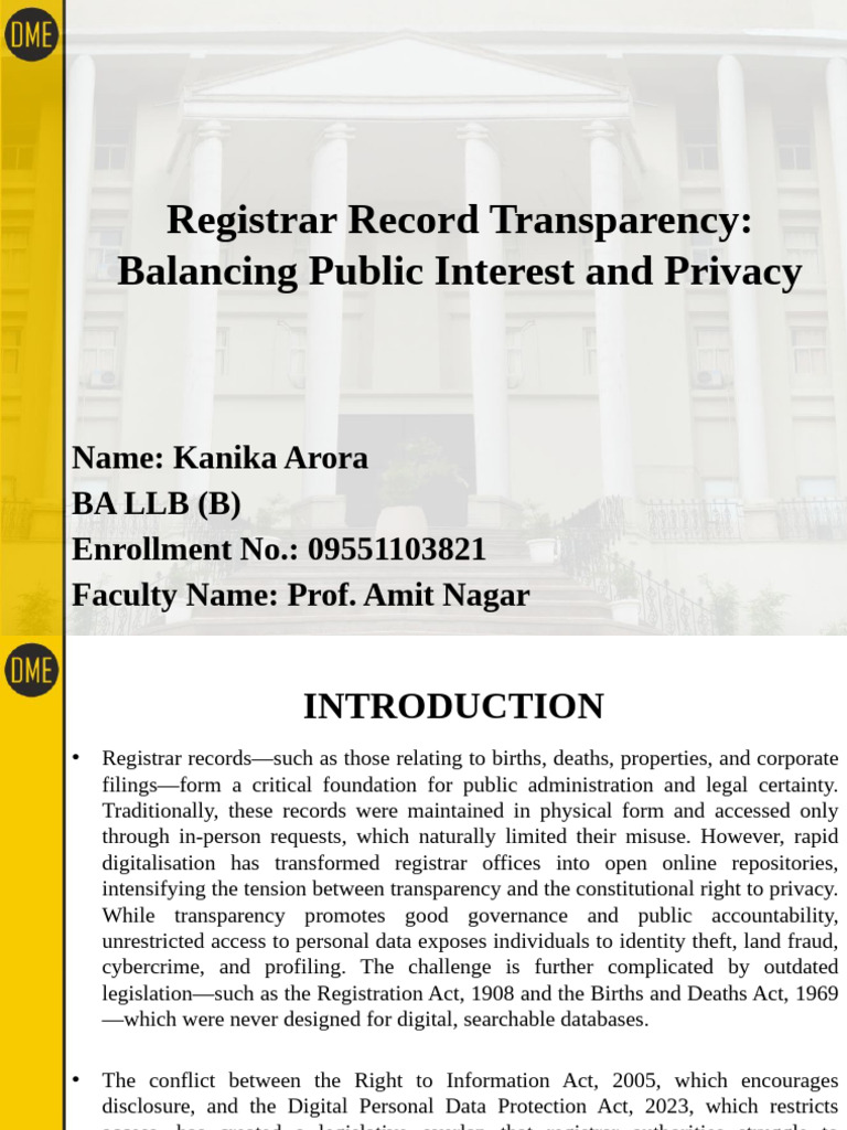 Registrar Record Transparency Balancing Public Interest and Privacy ...